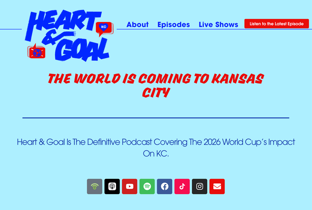 Front page of the Heart & goal website